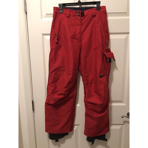 Women's NIKE ACG Snow Pants, Size 8-10, Red Orange with Blue Piping - Picture 10 of 16